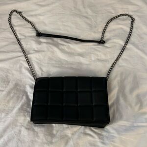 Black Faux leather quilted crossbody